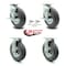 Service Caster 8 Inch Gray Pneumatic Wheel Caster Swivel with Brake Swivel Lock 2 Rigid, 2PK SCC-100S280-PNB-GRY-TLB-BSL-2-R-2 - alternate 5